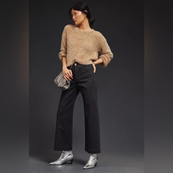 ✨ Anthro The Colette Sparkle Edition Cropped Wide-Leg Jeans by Maeve - Picture 3 of 11